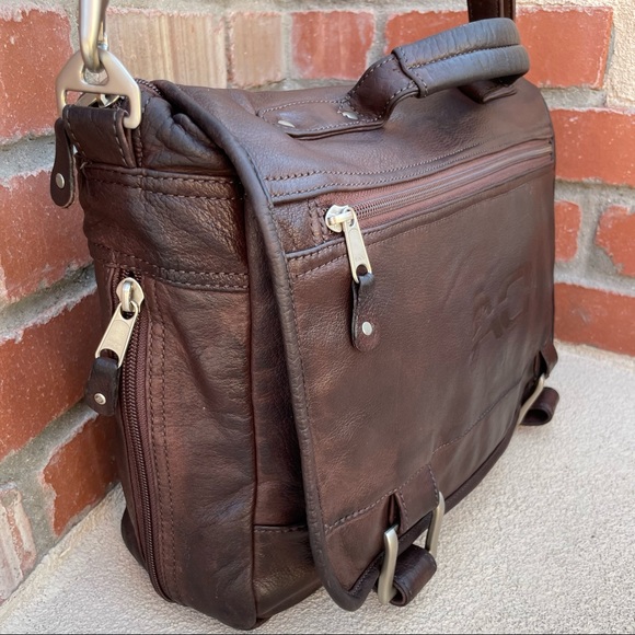 Canyon Outback Leather Goods Dark Brown Expandable Messenger Bag “ACN” debossed - Picture 10 of 14